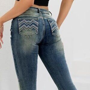 Women's Cowgirl Jeans 90s Mid Rise Bootcut High Stretch Denim